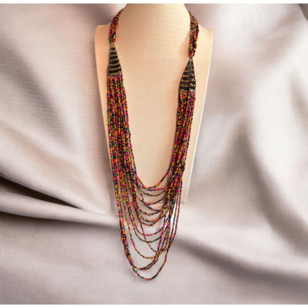 Multicolored Stunning  Beaded Necklace & Matching Earrings